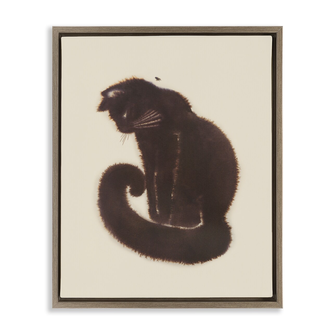 Stupell Industries Sitting Cat Curved Tail Floater Framed Canvas Wall Art Design by Grace Popp